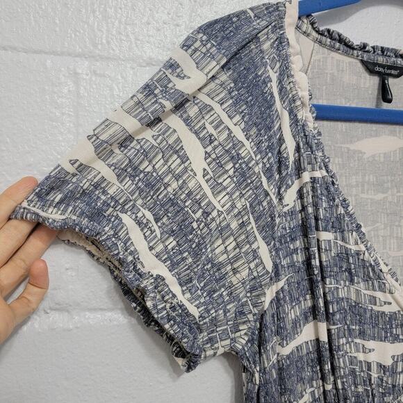 Daisy Fuentes Night Tide Print Dress Short Sleeve Day Dress Small 502 - Picture 5 of 10